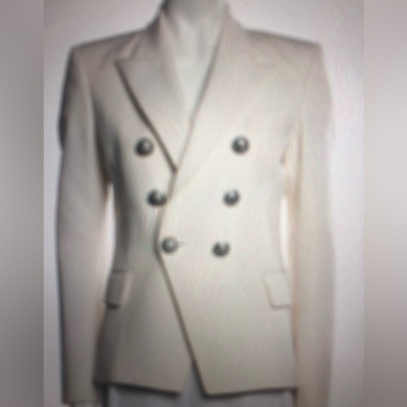 NWT Balmain Cream Double-Breasted Blazer with Silver Buttons. Size 34 - Picture 2 of 12